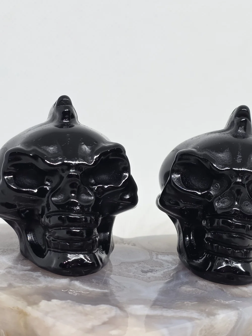 1 Pc Black Obsidian Mohawk Skull | Natural Crystal Skull Carving | Gothic